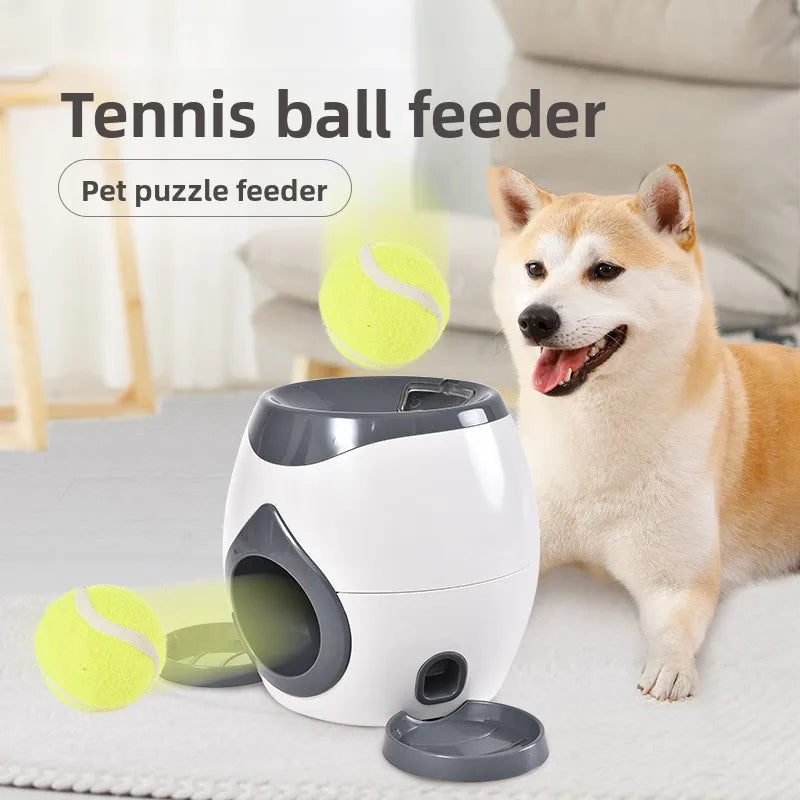 Automatic Dog Ball Launcher Interactive Fetch Machine Indoor Outdoor Pet Training Toy Mental Stimulation Treat Dispenser