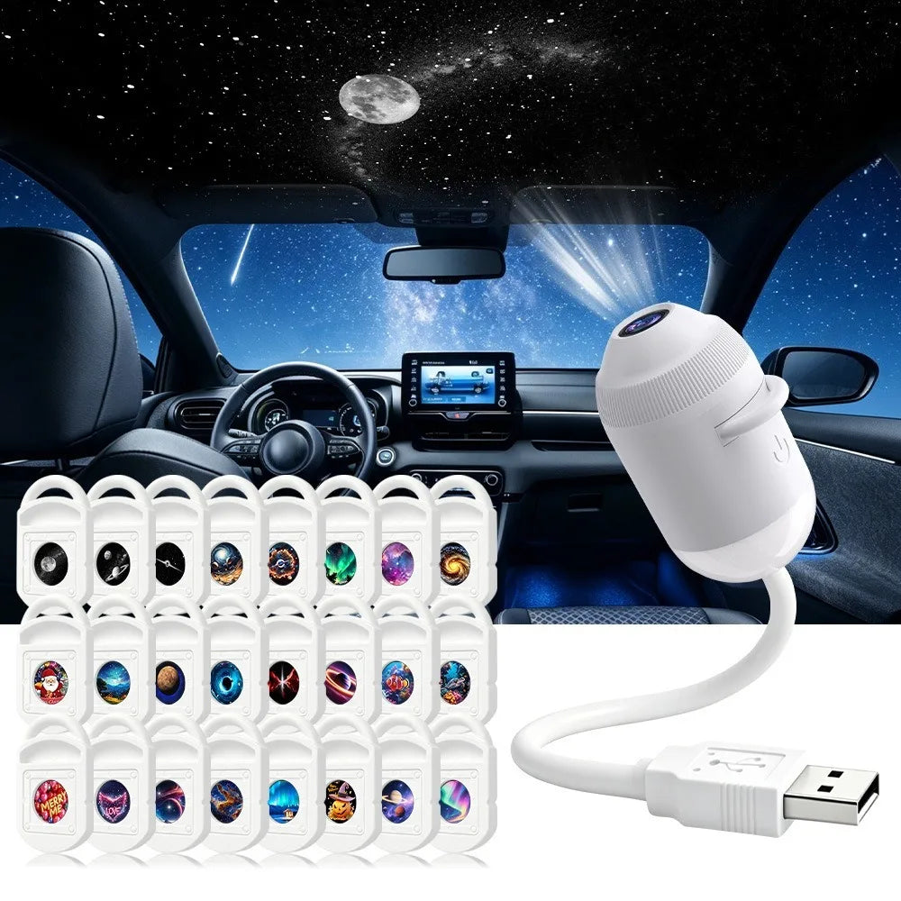 2in1 USB Galaxy Projector Night Light Starry Sky Lamp with Interchangeable HD Slides for Bedroom Kids Ceiling Decor Gift ﻿