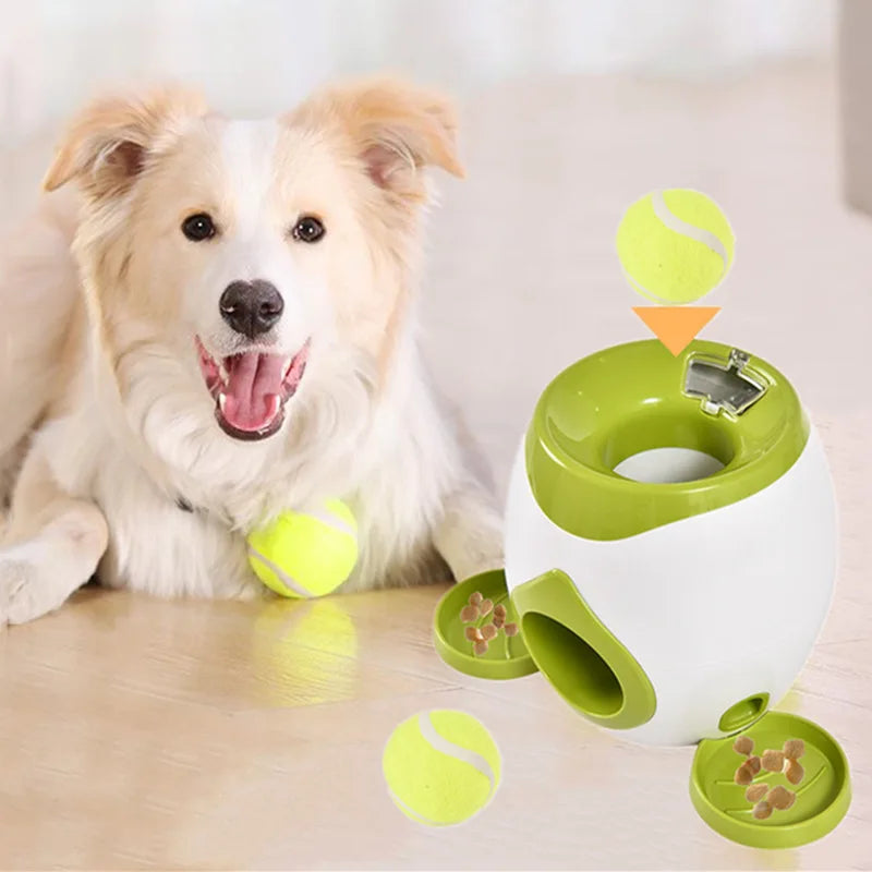Automatic Dog Ball Launcher Interactive Fetch Machine Indoor Outdoor Pet Training Toy Mental Stimulation Treat Dispenser